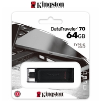 Kingston USB Drive 3.2 DataTraveler 70 64GB Type C Flash Drive DT70/64GB Black