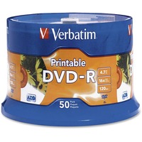 Verbatim DVD Recordable Media - DVD-R - 16x - 4.70 GB - 50 Pack Spindle - 120mm - Printable