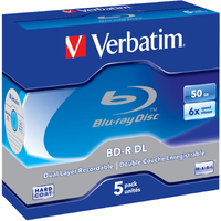 Verbatim 43748 Blu-ray Recordable Media - BD-R DL - 6x - 50 GB - 5 Pack Jewel Case - 120mm