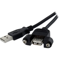 StarTech.com 1 ft Panel Mount USB Cable A to A - F/M - First End: 1 x USB 2.0 Type A - Male - Second End: 1 x USB 2.0 Type A - Female - Extension - -