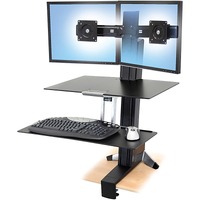 Ergotron WorkFit-S Desk Mount for Monitor, Keyboard - Black - 2 Display(s) Supported - 61 cm (24") Screen Support - 11.34 kg Load Capacity - 75 x 75,