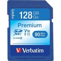 Verbatim Premium 128 GB Class 10/UHS-I (U1) SDXC - 1 Pack - TAA Compliant - 70 MB/s Read - 300x Memory Speed