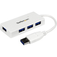 StarTech.com Portable 4 Port SuperSpeed Mini USB 3.0 Hub - 5Gbps - White - Add four external USB 3.0 ports to your notebook or Ultrabook&trade; with