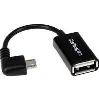 StarTech.com 5in Right Angle Micro USB to USB OTG Host Adapter M/F - 1 x 4-pin USB 2.0 Type A - Female - 1 x 5-pin Micro USB 2.0 Type B - Male - -