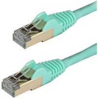 StarTech.com 2m CAT6a Ethernet Cable - 10 Gigabit Category 6a Shielded Snagless 100W PoE Patch Cord - 10GbE Aqua UL Certified Wiring/TIA - CAT6a 10 &