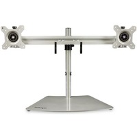 StarTech.com Dual Monitor Stand, Free Standing Desktop Pole Stand for 2x 24" (17.6lb/8kg) VESA Mount Displays, Height Adjustable, Silver - VESA free