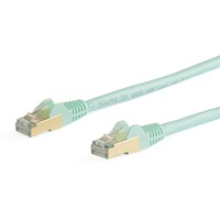 StarTech.com 5m CAT6a Ethernet Cable - 10 Gigabit Category 6a Shielded Snagless 100W PoE Patch Cord - 10GbE Aqua UL Certified Wiring/TIA - CAT6a 10 &