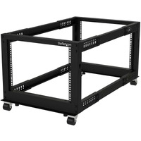 StarTech.com 4-Post 8U Mobile Open Frame Server Rack, 19in Network Rack with Casters, Small Rolling Rack for Computer/AV/Data/IT Equipment - 4-Post -