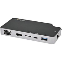 StarTech.com USB 3.1 (Gen 2) Type C Docking Station for Notebook/Monitor - Memory Card Reader - microSD - 100 W - Black, Grey - 1 Displays Supported