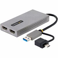 StarTech.com USB to Dual HDMI Adapter, USB A/C to 2x HDMI Displays (1x 4K30, 1x 1080p), USB 3.0 to HDMI Converter, 4in/11cm Cable, Win/Mac - USB to +