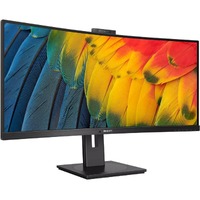 Philips Ultrawide 34B1U5600CH 34" Class Webcam UW-QHD Curved Screen LCD Monitor - 21:9 - Textured Black - 34" Viewable - Vertical Alignment (VA) - -