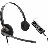 Poly EncorePro 525 Wired Over-the-ear, On-ear Stereo Headset - Black - Microsoft Teams Certification - Binaural - Ear-cup - 35 kHz to 21 kHz - 208.5