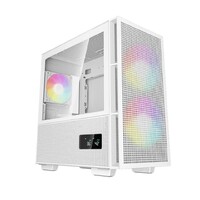 DeepCool CH360 Digital White Micro ATX Case, Digital Status Display, Tempered Glass Window,1x USB 3.0, 1x USB-C, HD Audio, 2x 140mm ARGB and 1x 120mm