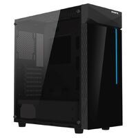 Gigabyte C200 RGB Tempered Glass ATX Mid-Tower PC Gaming Case 2x3.5" 2x2.5" 2xUSB3.0 Detachable Dust Filter Liquid Cooling PSU Shroud Design(BLACK)