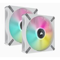 Corsair ML ELITE Series, ML140 RGB ELITE WHITE, 140mm Magnetic Levitation RGB Fan with AirGuide, Dual Pack with Lighting Node CO