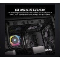 Corsair RX120  iCUE LINK  120mm PWM Single Fan Expansion. Black Fan - Glass fiber-reinforced LCP fan blades