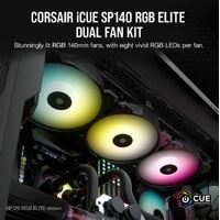 Corsair SP140 RGB ELITE, 140mm RGB LED Fan with AirGuide, Dual Pack with Lighting Node CORE