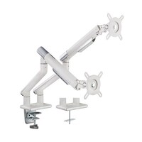 Brateck Dual Monitor Premium Slim Aluminum Spring-Assisted Monitor Arm Fix Most 17'-32' Monitor Up to 9kg per screen VESA 75x75/100x100 (White)