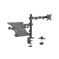 Brateck Steel Monitor Arm With Laptop Tray Fit Most 17'-32' Monitor Up to 9KG Laptops up to 4kg 10'-15.6' VESA 75x75,100x100(Bla