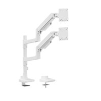 Brateck LDT81-C024P-W NOTEWORTHY POLE-MOUNTED HEAVY-DUTY GAS SPRING DUAL MONITOR ARM Fit Most 17'-49' Monitor Fine Texture White
