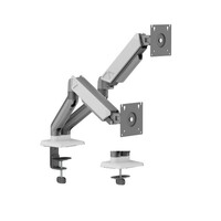 Brateck LDT88-C024 DUAL SCREEN RUGGED MECHANICAL SPRING MONITOR ARM For most 17'~32' Monitors, Space Grey & White (New)