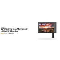 LG 32UN880K-B 32' IPS 4K 5ms UltraFine UHD LED Business Office, HDR10, DCI-P3 95%, USB-C Monitor