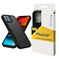 Phonix Apple iPhone 15 Pro (6.1') Armor Rugged Case Black - Tough Two Layers, Military-Grade Protection, Raised Edge, Shock Abso