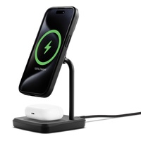 Cygnett ChargeBase 2-in-1 Magnetic Wireless Charger - Black (CY4653PPWIR), 20W Max(15W+5W Airpods),20W Wall Charger, 1.5M USB-C Cable, Attachment Ring