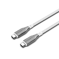 Cygnett Armoured USB-C to USB-C (2.0) Cable (2M) - White (CY4677PCTYC), 5A/100W, Braided, 480Mbps Transfer, Fast Charge, Best for Laptop,5 Yr. WTY