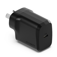 Cygnett PowerPlus 30W USB-C PD GaN Fast Wall Charger -Black(CY4737PDWCH),Palm-Size,Portable,Travel-Ready,Best for iPhone,Samsung's PPS & USB-C Devices