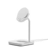 Cygnett ChargeBase Qi2 2-in-1 Magnetic 15W Wireless Charger - White (CY5068BUNCP), 1.2M USB-C Cable, 5W Earbuds Charger, 80° Swivel Head