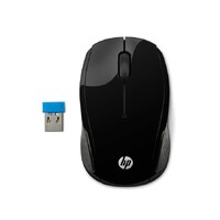 HP 200 Wireless Mouse Radio Frequency USB Optical 2 Button Black 1000 dpi Scroll Wheel Symmetrica