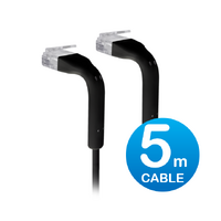 UniFi Patch Cable 5m Black, Both End Bendable to 90 Degree, RJ45 Ethernet Cable, Cat6, Ultra-Thin 3mm 