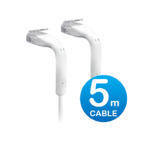 UniFi Patch Cable 5m White, Both End Bendable to 90 Degree, RJ45 Ethernet Cable, Cat6, Ultra-Thin 3mm Diameter U-Cable-Patch-5M-