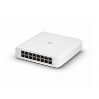 Ubiquiti UniFi Switch Lite 16 PoE, Layer 2, 16x GbE RJ45 Ports, 8x 802.3at PoE+ Ports, 45W PoE Budget, Fanless Unit, Wallmount Kit Included