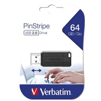 Verbatim Store'n'Go Pinstripe USB Drive 64GB (Black) 2 Years Limited Warranty