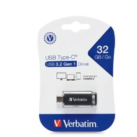 Verbatim Type-C USB 3.2 Gen 1 Flash Drive 32GB - Black Retail Pack 70903 Ultra Fast Transfer, Compact and Light weight design