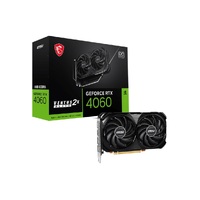 MSI nVidia GeForce RTX 4060 VENTUS 2X BLACK 8G OC Video Card  2490 MHz Boost Clock, 8GB GDDR6,DisplayPort x 3 (v1.4a),HDMI x 1